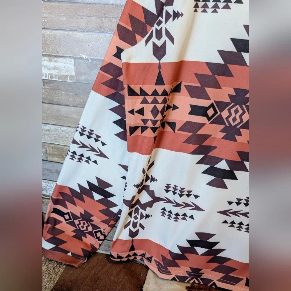 New Brown & White Aztec Top With Metal Buttons - Picture 6 of 15